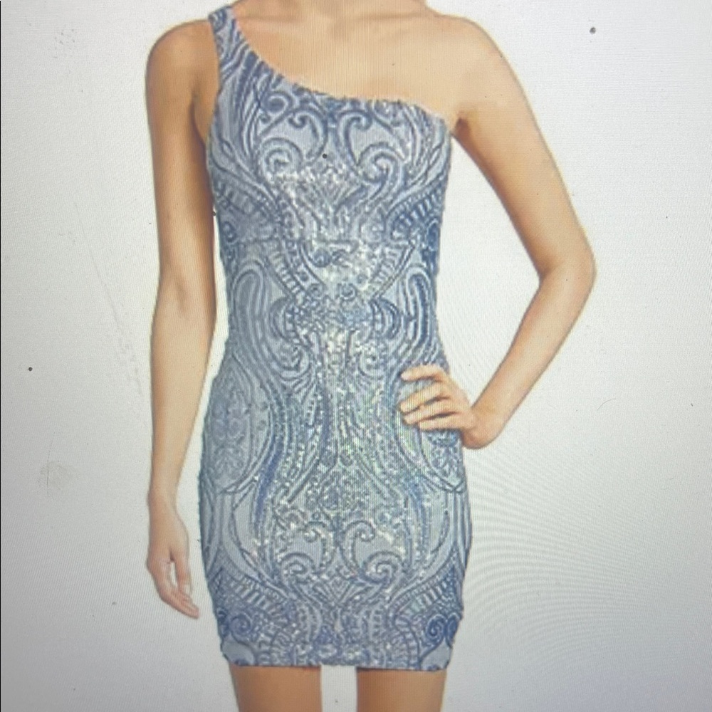 Homecoming Brand New Blue Sequin One-Shoulder Dress Size 5